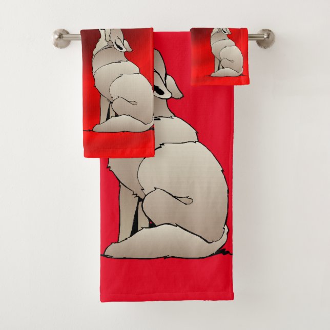HOWLING COYOTES BENEATH A SOUTHWESTERN SUN BATH TOWEL SET (Insitu)