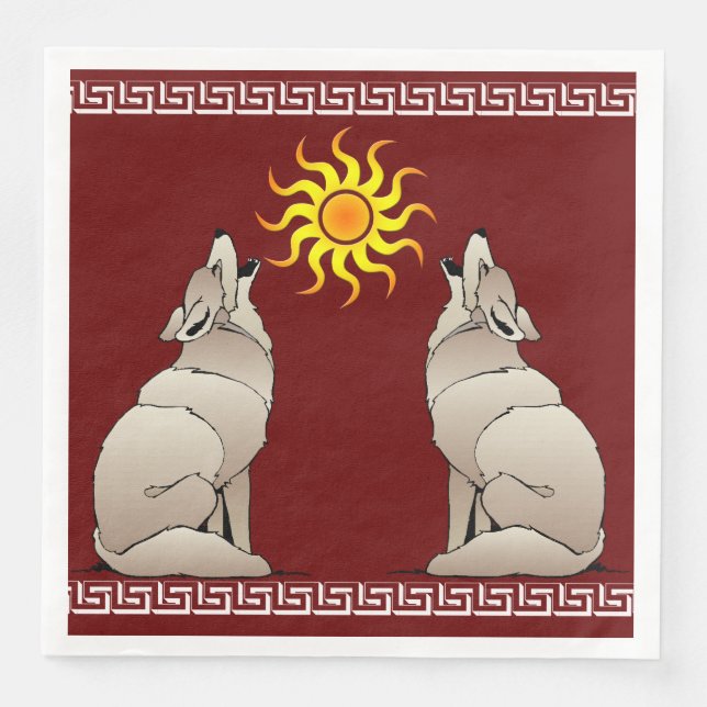 HOWLING COYOTES BENEATH A SOUTHWESTERN SUN NAPKIN (Front)