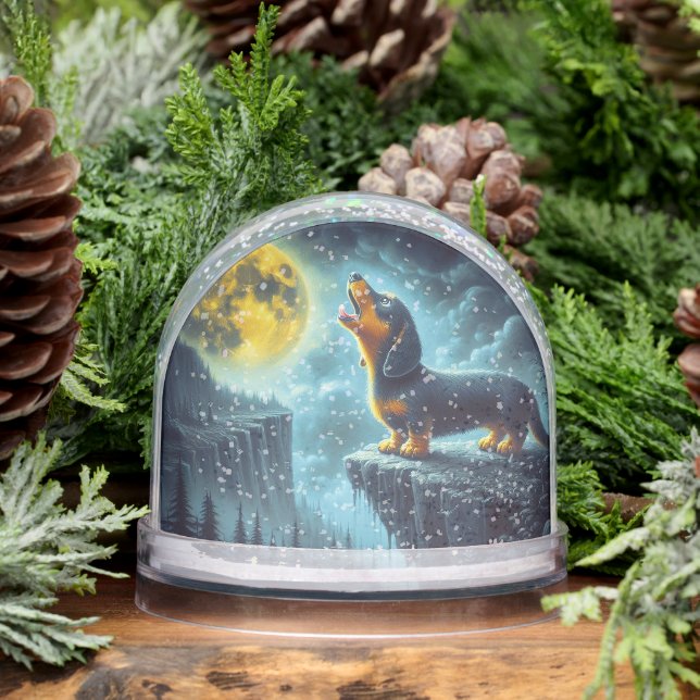 Howling Dachshund Snowglobe (Winter)