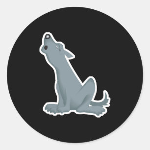 howling grey wolf classic round sticker