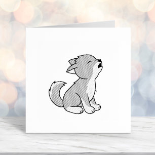 Howling Grey Wolf Pup Self-inking Stamp