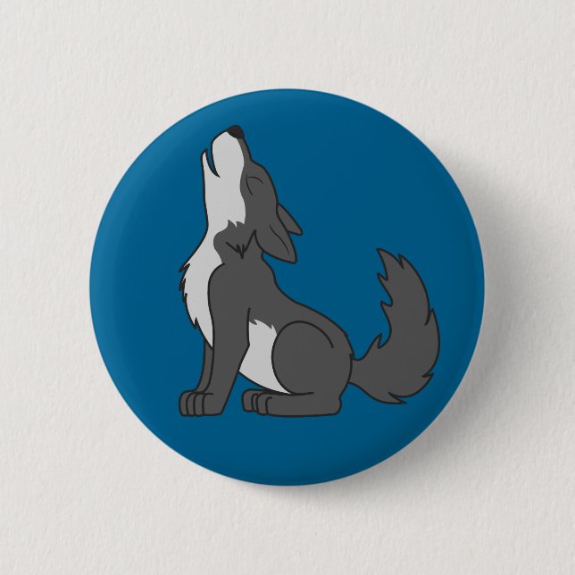 Howling Grey Wolf with Natural Markings 6 Cm Round Badge (Front)