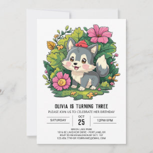 Howling Magical Digital Wolf Birthday Invitation