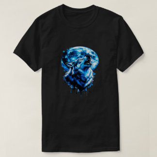 Howling Moon Wolf Tattoo Tee — Blue Ink Dream, Mys