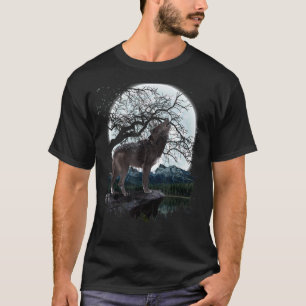 Howling Predator Animal Forest Full Moon Wolf T-Shirt