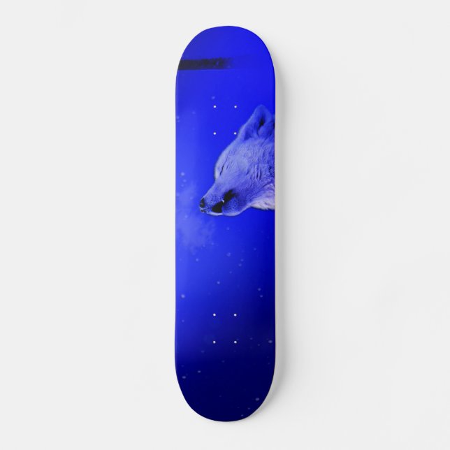Howling Timber Wolf in the Snow Lite Night Skateboard (Front)