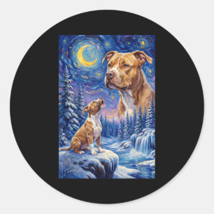 Howling to the moon meme animal dog american pit classic round sticker