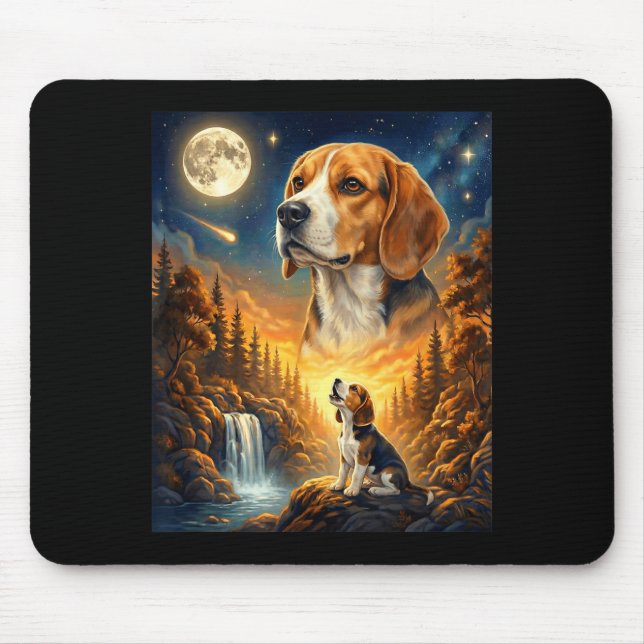Howling to the moon meme animal dog beagle  mouse mat (Front)