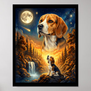 Howling to the moon meme animal dog beagle  poster