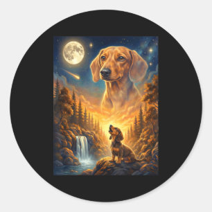 Howling to the moon meme animal dog dachshund classic round sticker