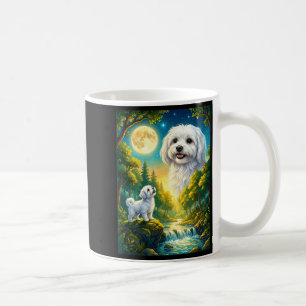 Howling to the moon meme animal dog maltese coffee mug