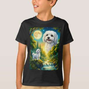 Howling to the moon meme animal dog maltese T-Shirt