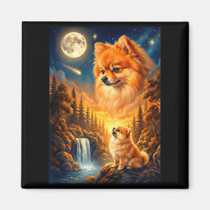 Howling to the moon meme animal dog pomeranian magnet