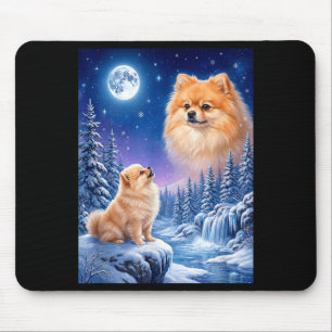 Howling to the moon meme animal dog pomeranian mouse mat