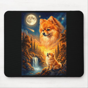 Howling to the moon meme animal dog pomeranian mouse mat