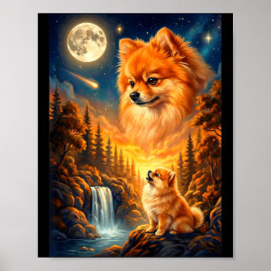 Howling to the moon meme animal dog pomeranian poster