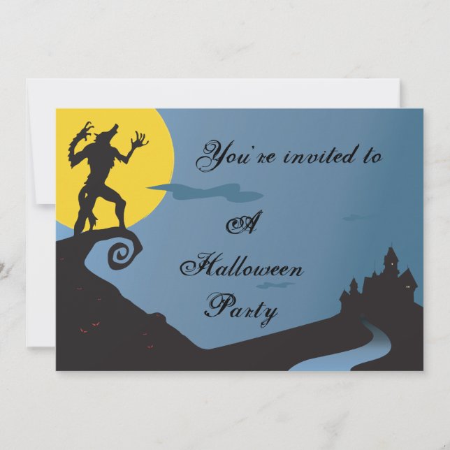 Howling Werewolf Halloween Party Invitation (Front)