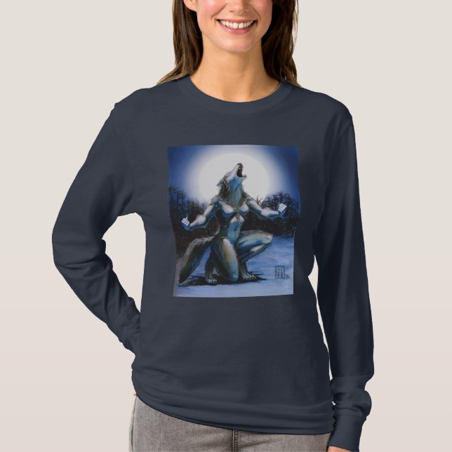 Howling Werewolf Woman T-Shirt (Front)