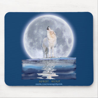 Howling White Wolf & Moon Wildlife Mouse Mat