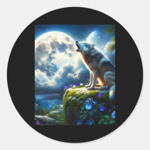 Howling Wild Wolf – A Moonlit Fantasy Sticker