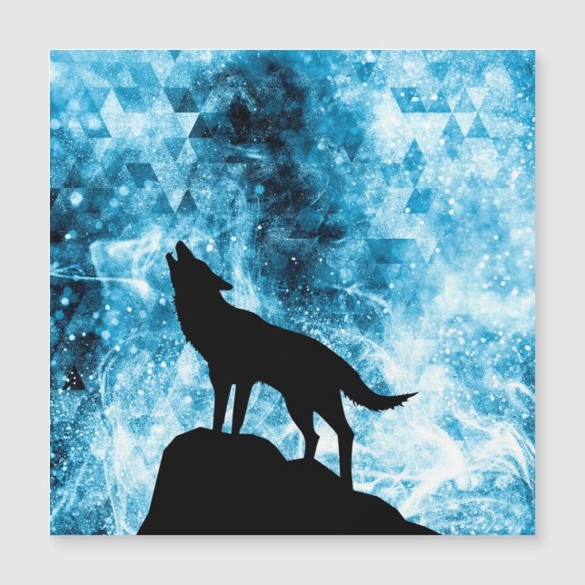 Howling Winter Wolf snowy blue smoke Abstract (Front)
