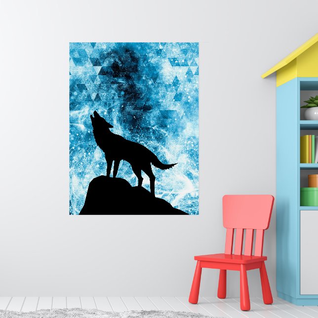Howling Winter Wolf snowy blue smoke Abstract Poster (Nursery 1)