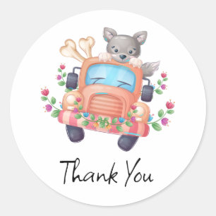 Howling with Joy Cute Grey Wolf  Classic Round Sticker