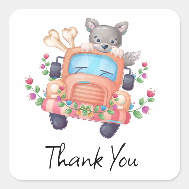 Howling with Joy Cute Grey Wolf Square Sticker (Front)