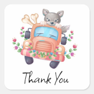 Howling with Joy Cute Grey Wolf Square Sticker