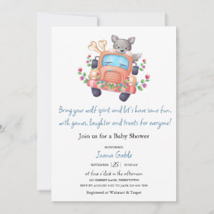 Howling with Joy Cute Wolf Boy Baby Shower  Invitation