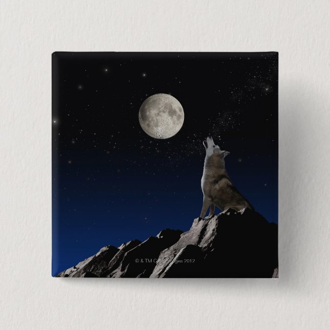 Howling Wolf 15 Cm Square Badge (Front)