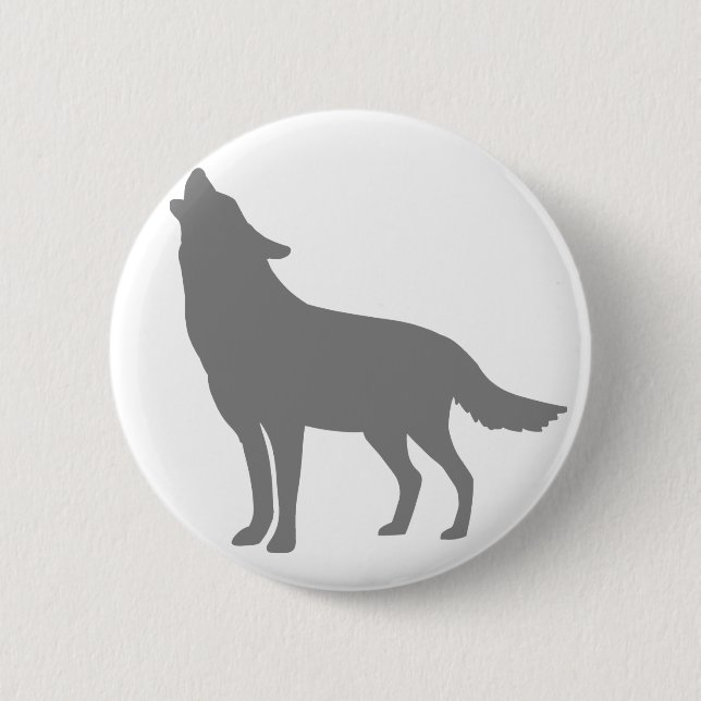 Howling Wolf 6 Cm Round Badge (Front)