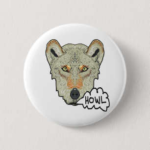 Howling Wolf 6 Cm Round Badge