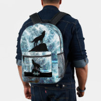 Howling Wolf abstract aqua blue black Monogram