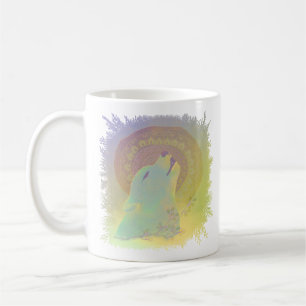 Howling Wolf and Mandala Plants Branches Frame Coffee Mug