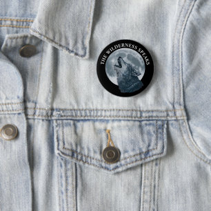 Howling Wolf and Moon  6 Cm Round Badge