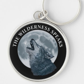 Howling Wolf and Moon Key Ring
