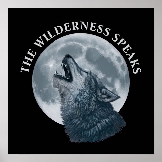 Howling Wolf and Moon Poster (Front)