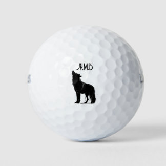 Howling wolf Animal logo Monogram Art Golf Balls