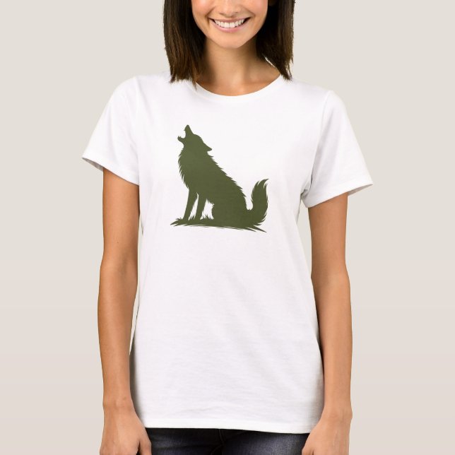 Howling Wolf, Animal Lover T-Shirt (Front)