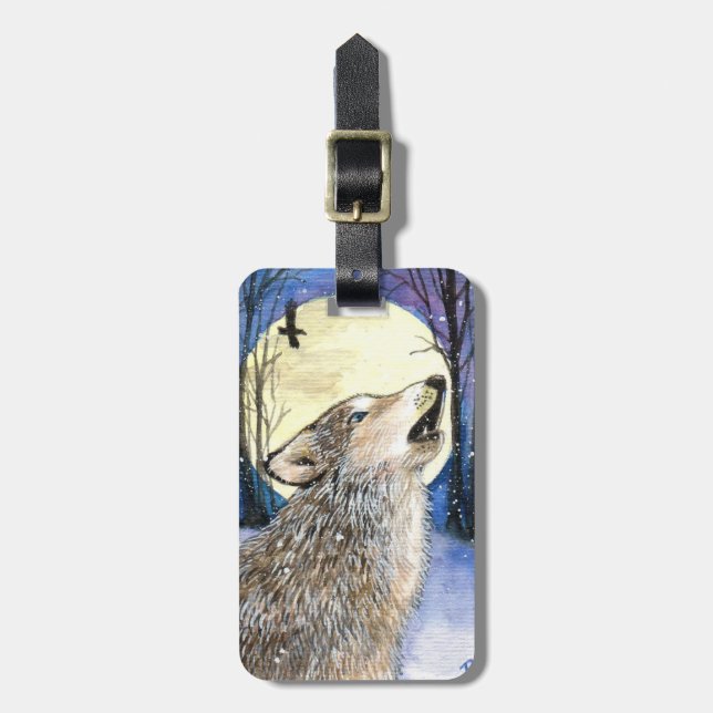 Howling - Wolf Art Luggage Tag (Front Vertical)