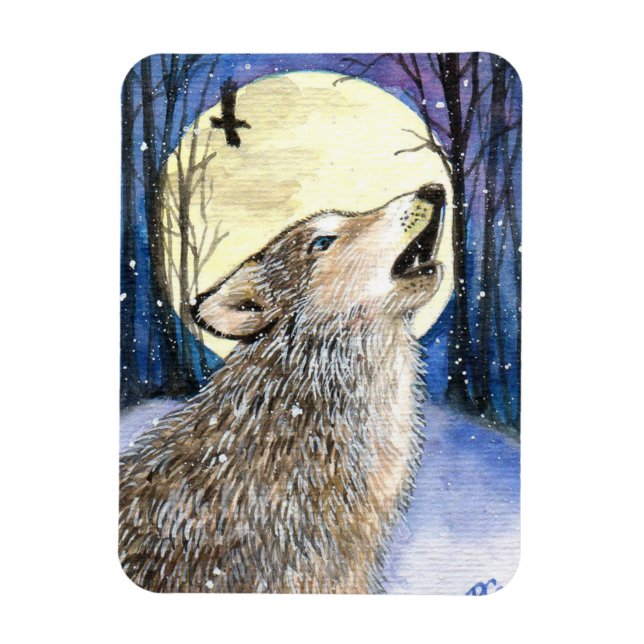 Howling - Wolf Art Magnet (Vertical)