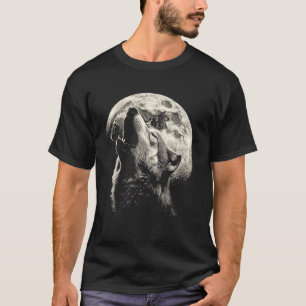Howling Wolf at Full Moon Phase Cycle Grunge Tops