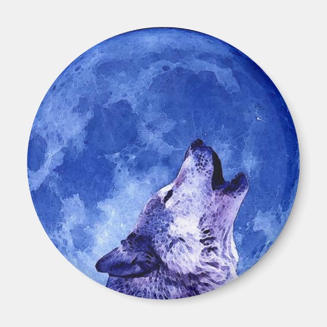 Howling Wolf at Moon Magnet (Front)