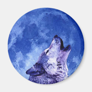 Howling Wolf at Moon Magnet