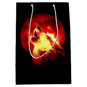 Howling Wolf at Red Night Matte Medium Gift Bag