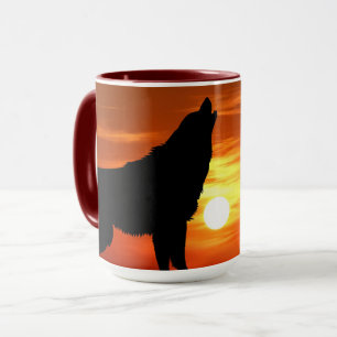 Howling Wolf at Sunset Ceramic Mug