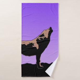 Howling Wolf at Sunset - Original Wildlife Art Bath Towel Set