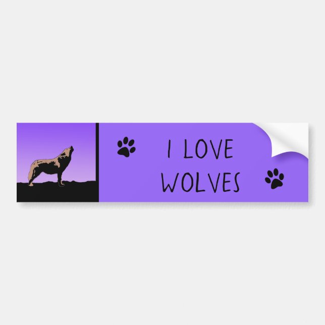 Howling Wolf at Sunset  - Original Wildlife Art Bumper Sticker (Front)