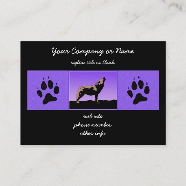 Howling Wolf at Sunset  - Original Wildlife Art Business Card (Front)